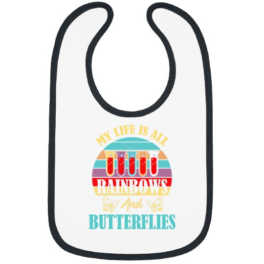 Proud Phlebotomy Technician Life is All Rainbow Butterflies Bibs