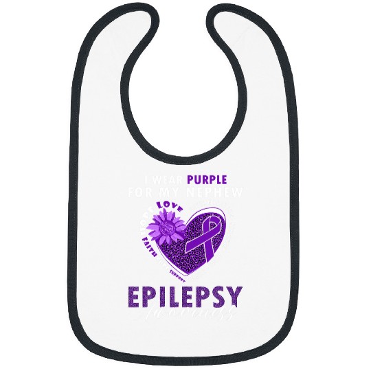 I Wear Purple For My Nephew Epilepsy Awareness Supporter Bibs
