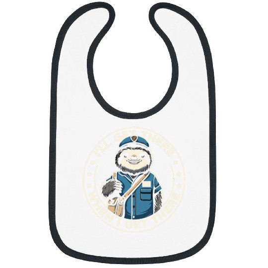 Sloth Postal Worker Funny Postman Mail Carrier Sloth Bibs