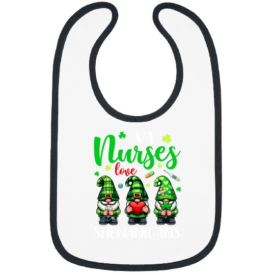 VA nurses Love Shenanigans Cute Gnomes nurses St Patricks Day Bibs