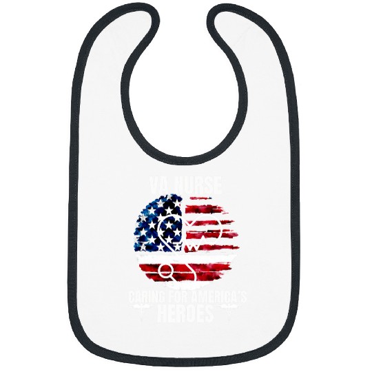 VA nurses Caring For Americans Heroes USA Flag 4th of July Bibs