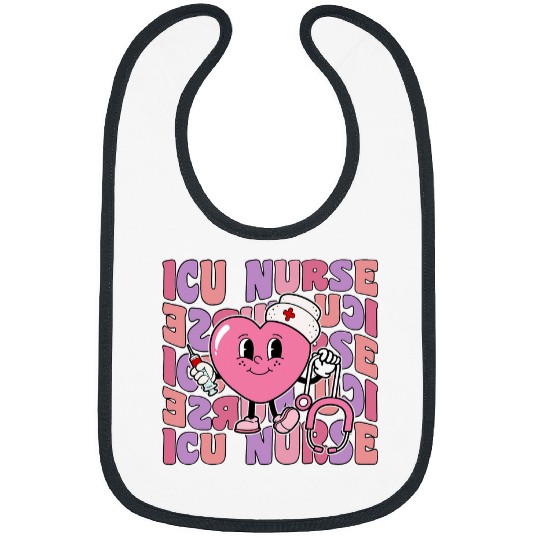 Groovy ICU nurses Funny Valentines Day Intensive Care Unit Bibs