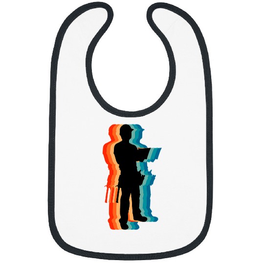 Proud Construction Worker Papa Retro Vintage Bibs