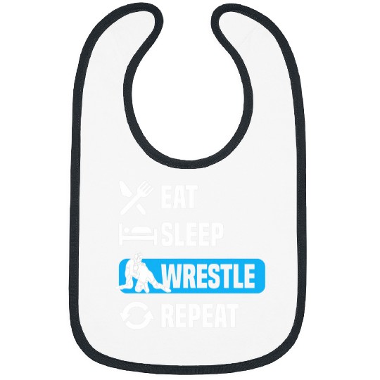 Funny Eat Sleep Wrestle Fighting Quote Heavyweight Design Bibs