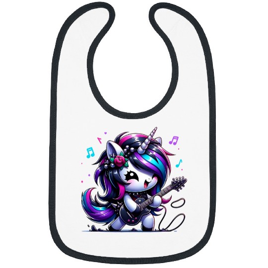 Unicorns Rock Roll Guitar Rockin Music Guitarist Girl Women Bibs
