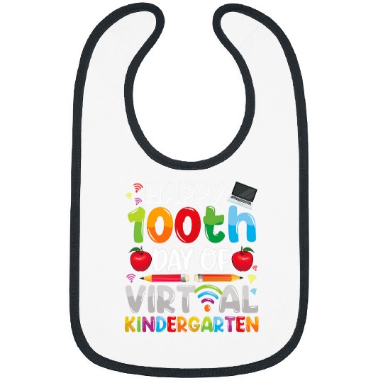 Happy 100th Day of Virtual Kindergarten Teacher or Student Bibs