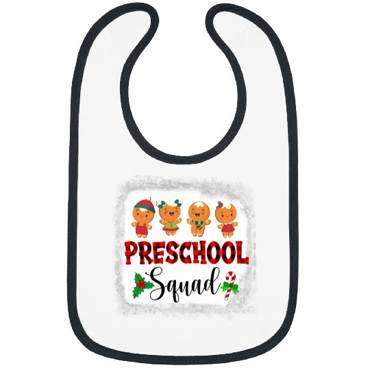 Preschool Squad Teacher Student Crew Christmas Gingerbread Bibs