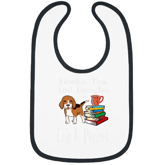 Life Is Perfect Beagle Mom Tea Drinker Book Lover Reader Bibs
