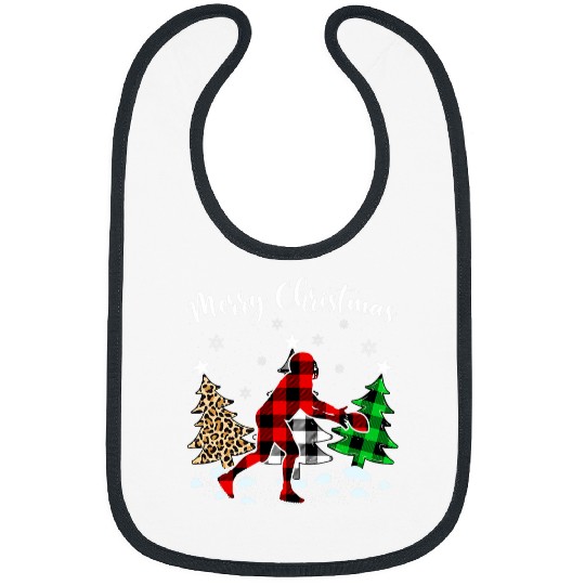 Funny Leopard buffalo plaids Rugby Player Christmas Pajama Bibs