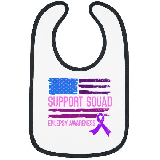 Support Squad Purple ribbon for epilepsy awareness month Bibs