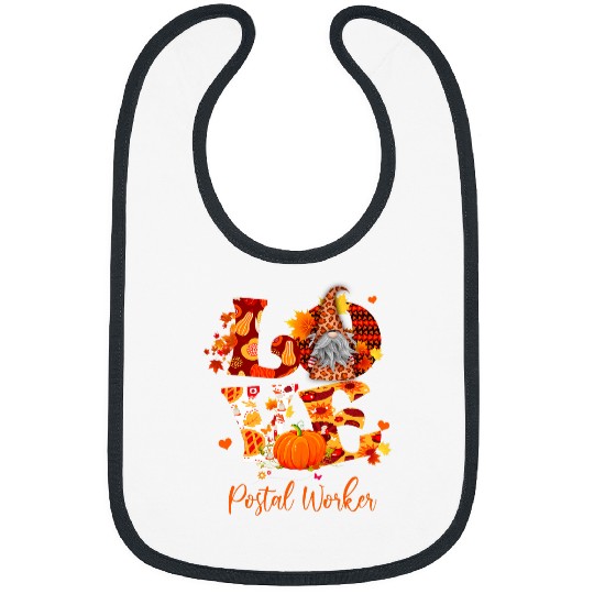 Fall Leopard LOVE Gnome Postal Worker Thanksgiving Bibs