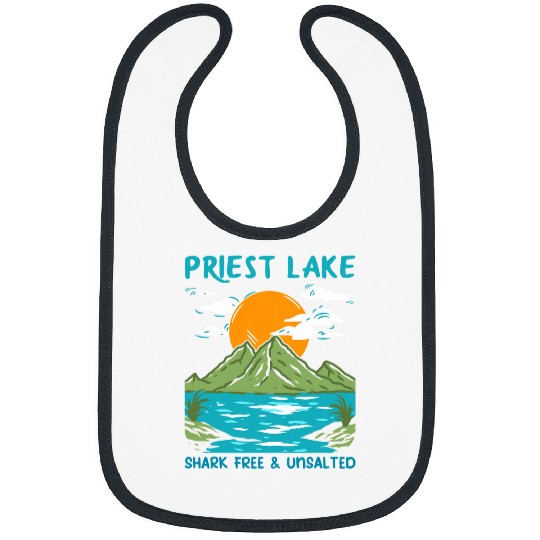 Priest Lake Shark and Unsalted Funny Nature Lover Humor Bibs