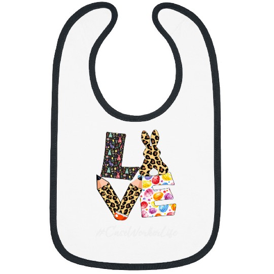 Case Worker Love Pencil Easter Day Bunny Leopard Women Bibs
