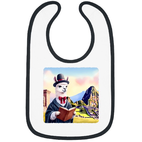 Llama Reading Andean Book In Mountains Scholar Culture Bibs