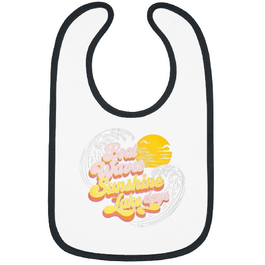 Funny Retro Boat Waves Sun Rays Lake Days Summer Sunset 1 Bibs