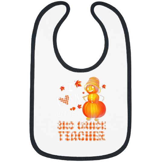 I Love Being A 3rd Grade Teacher Pumpkin Autumn Leopard Bibs