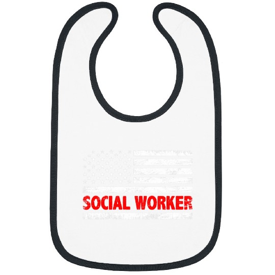 Social Worker USA Flag 4th of July American Citizen Bibs