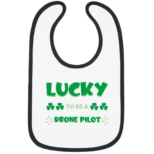 Lucky To Be A Drone Pilot St Patricks Day Irish Shamrock Bibs