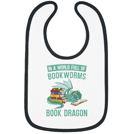 Book Dragon Funny Bookworm Fantasy Animal Book Reading Bibs