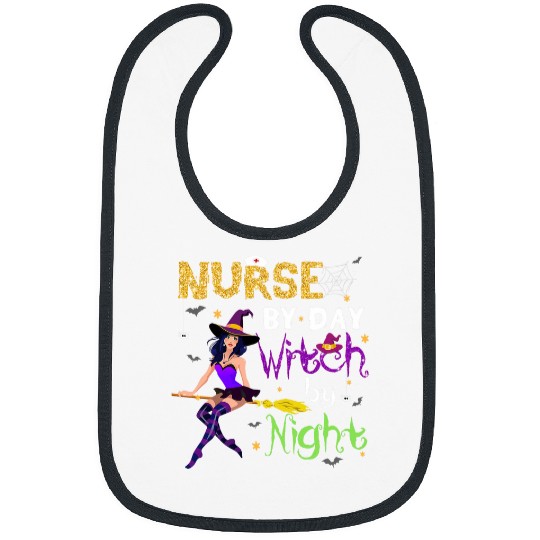 happy halloween scrubs nurses by day witch by night rn cna np Bibs