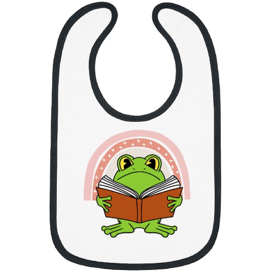 Cottagecore Frog and Book Rainbow Farmcore Bibs