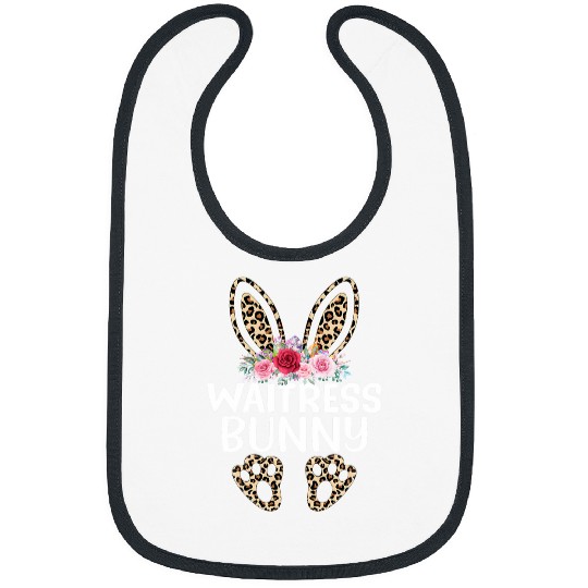 Matching Funny Leopard Print Bunny Waitress Easter Bibs