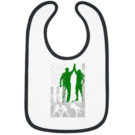 Wrestling American Flag Green Female Wrestler on US Flag Bibs