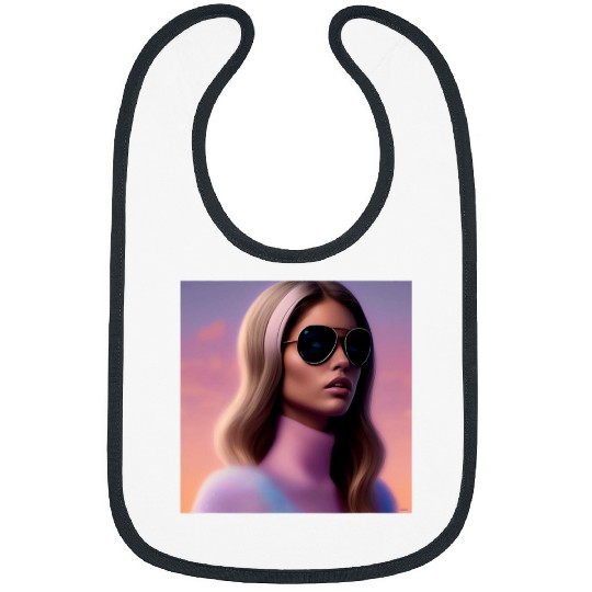 Woman Aviator Pilot Plane Pink Turtleneck Fuzzy Furry Sunset Bibs