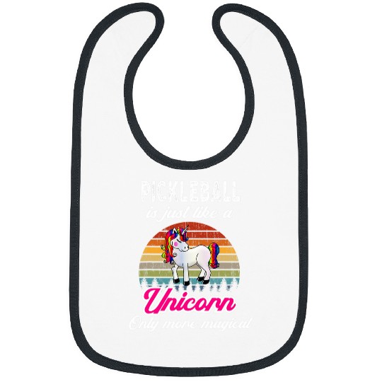 Funny Pickleball Design Retro Unicorns vintages Sunset Bibs