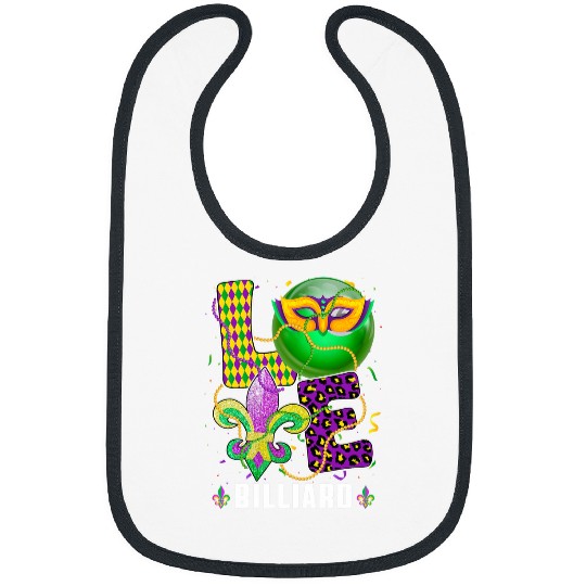 Love Billiard Ball Leopard Mardi Gras Fat Tuesday Parade Men Bibs