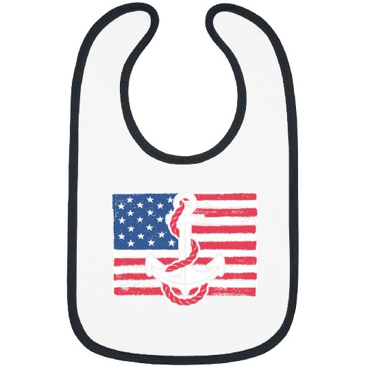 Boat Anchor USA American Flag Nautical 4th Of July Boaters Bibs