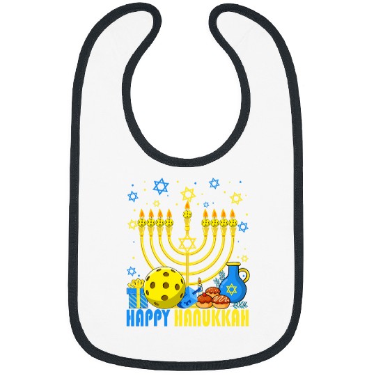Funny Pickleball Balls Temple Menorah Happy Hanukkah Pajama Bibs