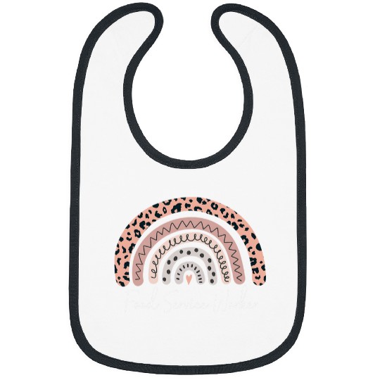 Food Service Worker Leopard Rainbow Appreciation Bibs
