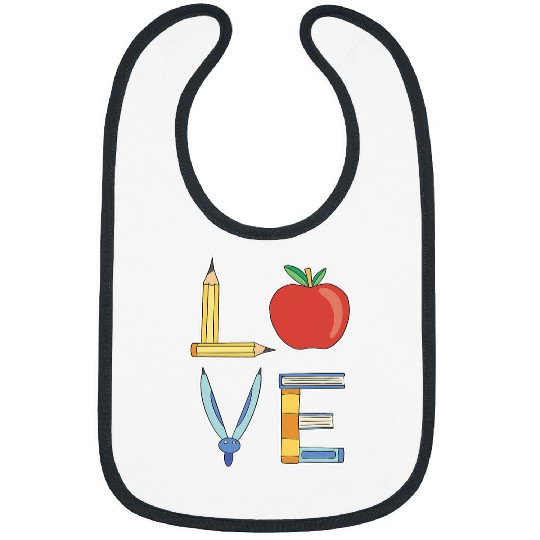 Love School Supplies Education Apple Pencil Book Bibs