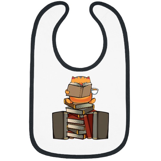 Book Lover Japanese Kawaii Cat Pet Reading Tea Coffee Cozy Bibs