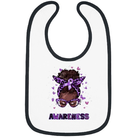Messy hair bun Epilepsy Awareness Purple Butterflies Bibs
