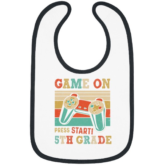 vintages Game On Press Start 5Th Grade Gamer Back To School Bibs