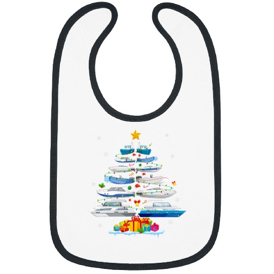 Boat Christmas Tree Merry Christmas Boating Captain Bibs