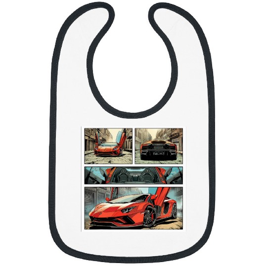 Modern Street Racer Muscle Car Comic Book Style Bibs