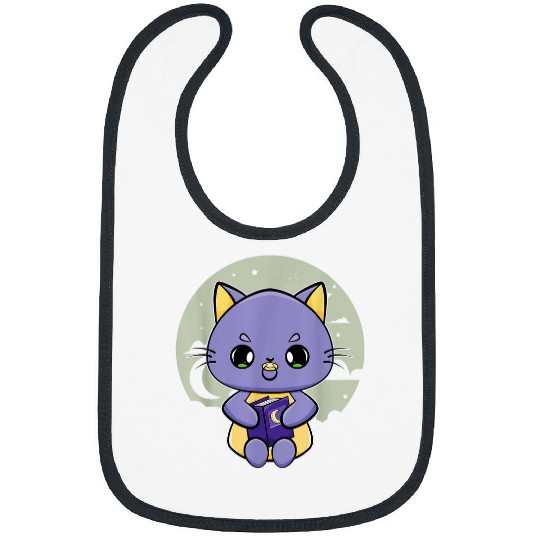 Cute black cats Anime Feline Book Bibs