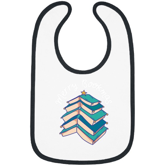 Merry Bookmess Books Christmas Tree Cute Book Lover Bibs