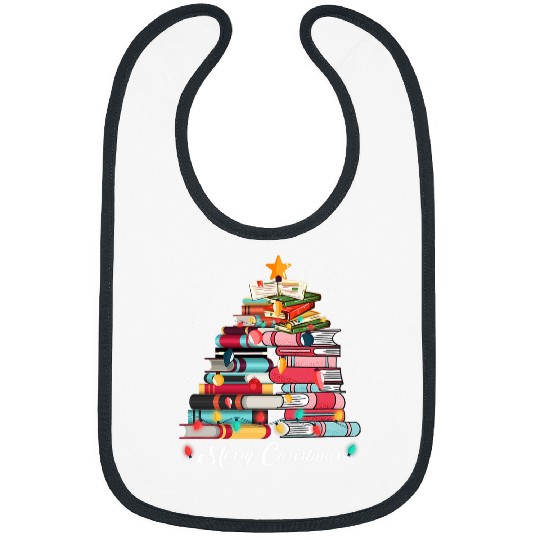 Cute Christmas Tree Books Clothing Book Lover Gifts Holiday 1 Bibs