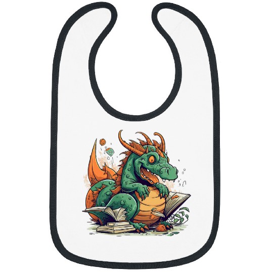 Dragon Book Lover Featuring a Majestic Dragon Bibs