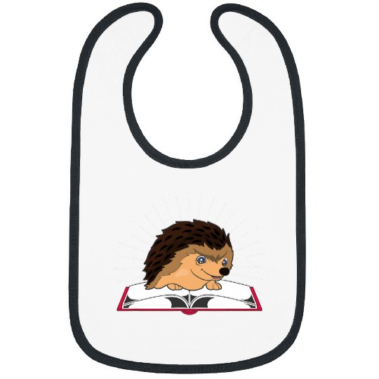 Cute Forest Animal Book Reading Bookworm Nature Hedgehog Bibs