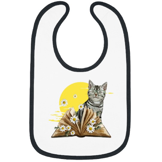 Cute Cat Reading Book For Cat Lovers 1 Bibs