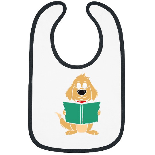 Cute Dog Reading A Human Training Book Funny Dog Bibs