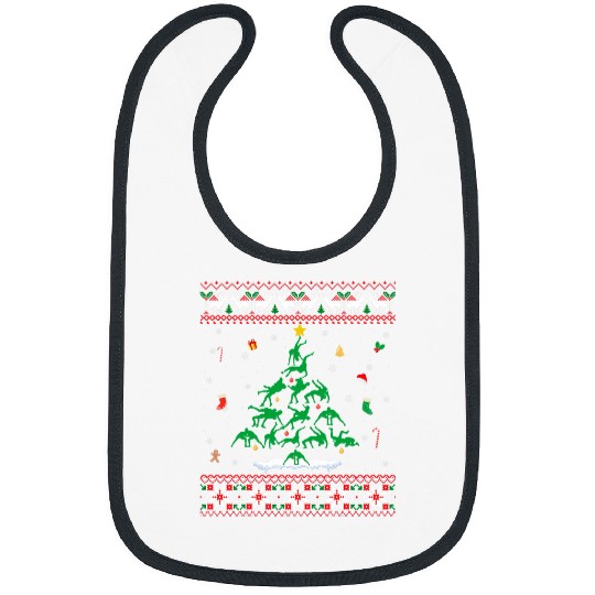 Wrestling Christmas Tree Wrestling xmass Gift Ugly Bibs