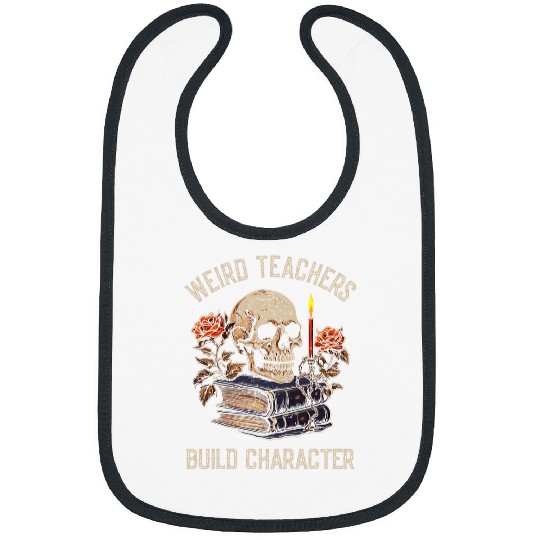 Funny Skeletons Book Floral Skull Halloween Teacher Women Men Bibs