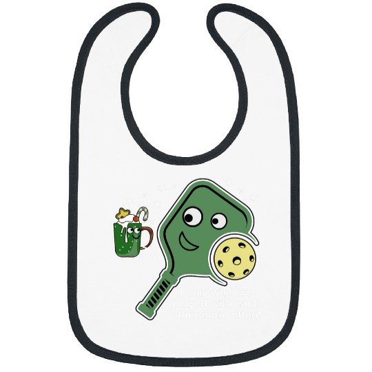 Cute Christmas Pickleball Paddle And With Cup Of Hot Cocoa Bibs