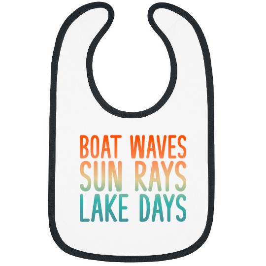 Boat Waves Sun Rays Lake Days Summer Vacation Family Bibs